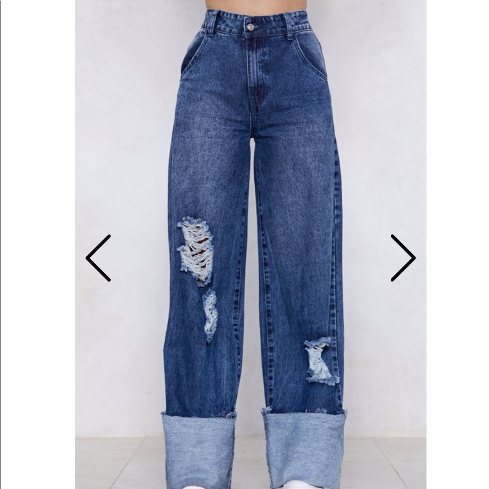 Highwaist wide leg ripped jeans